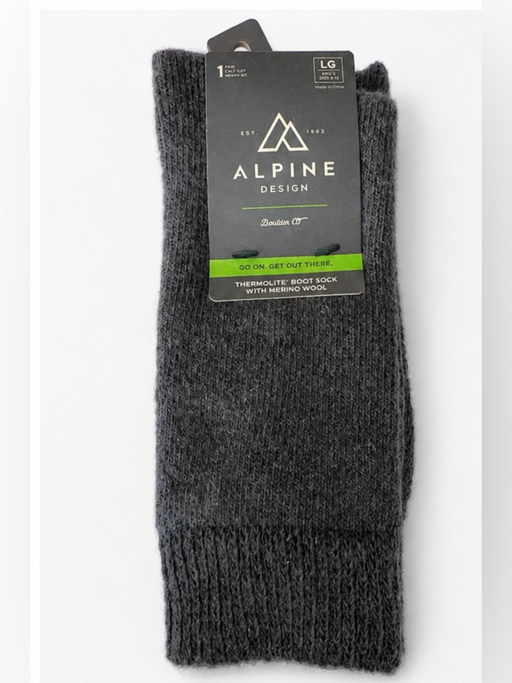 Alpine Design Men's Merino Wool Boot Socks
Calf Cut - Size Large (8-12)